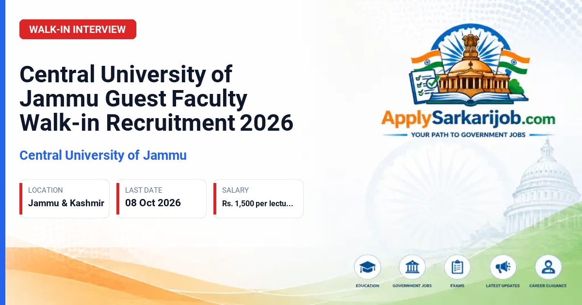 Central University of Jammu - Guest Faculty Official Notification Poster & Schedule