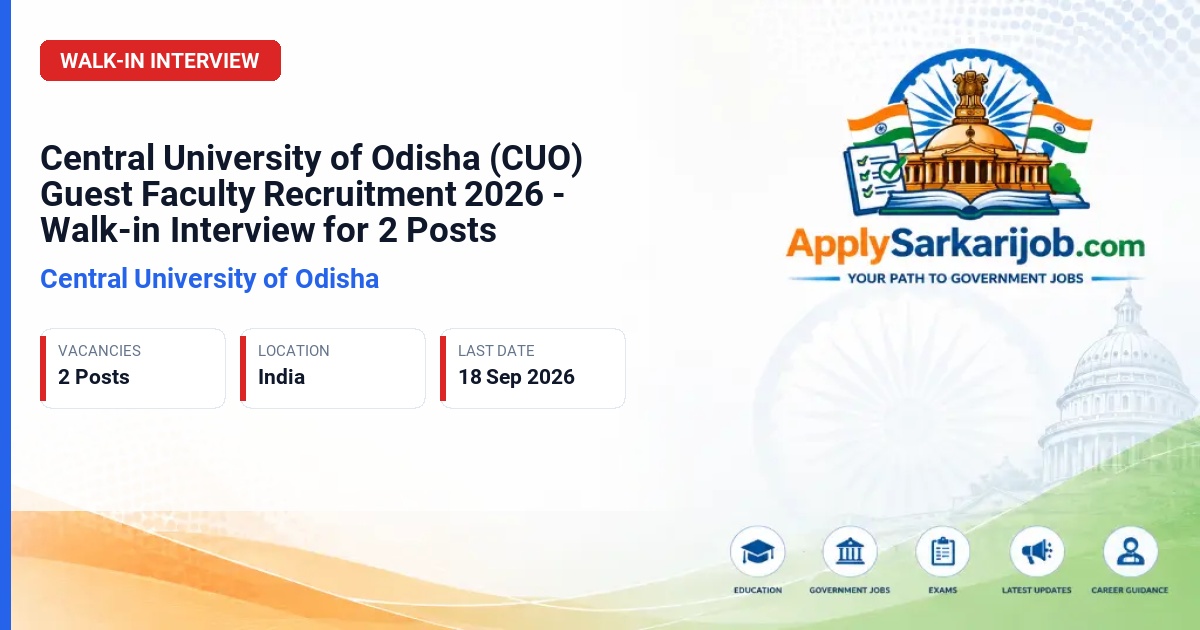 Central University of Odisha - Guest Faculty (Agriculture) Official Notification Poster & Schedule