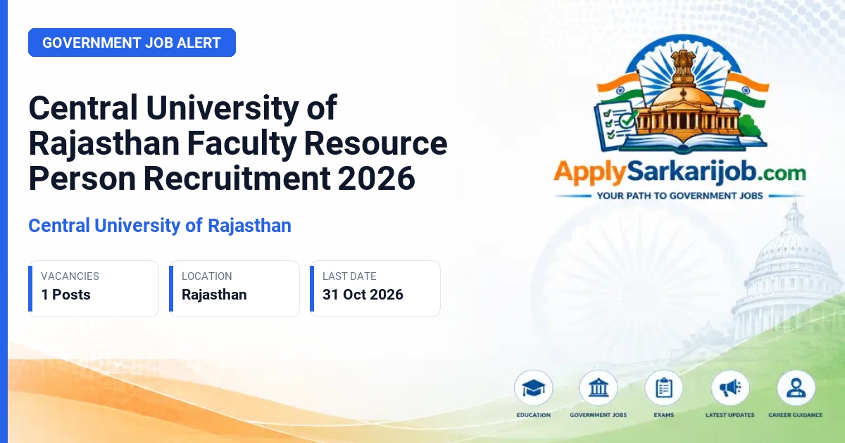 Central University of Rajasthan - Faculty Resource Person (Science) Official Notification Poster & Schedule