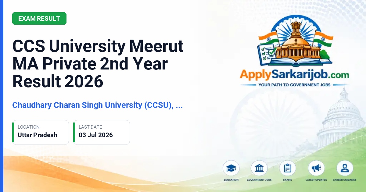 Chaudhary Charan Singh University - CCS University Meerut MA Private 2nd Year Result 2026 Official Notification Poster & Schedule