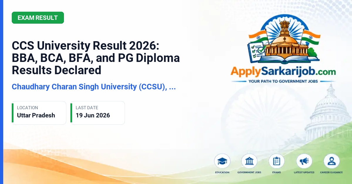 Chaudhary Charan Singh University - CCS University Result 2026: BBA, BCA, BFA, and PG Diploma Results Declared Official Notification Poster & Schedule