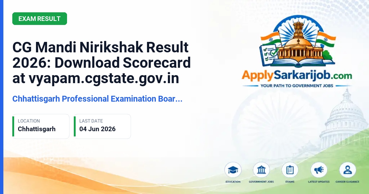 Chhattisgarh Professional Examination Board (CG Vyapam) - Mandi Nirikshak (Sub Inspector) Official Notification Poster & Schedule