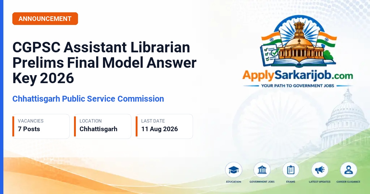 Chhattisgarh Public Service Commission (CGPSC) - Assistant Librarian Official Notification Poster & Schedule