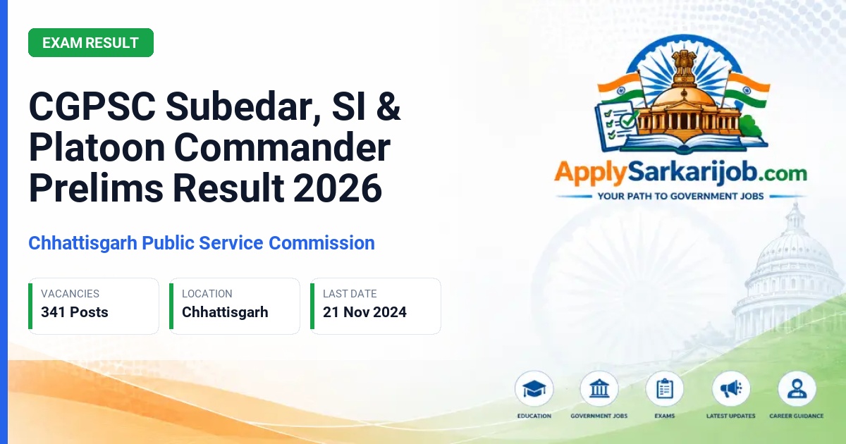 Chhattisgarh Public Service Commission (CGPSC) - Subedar / Sub Inspector / Platoon Commander Official Notification Poster & Schedule