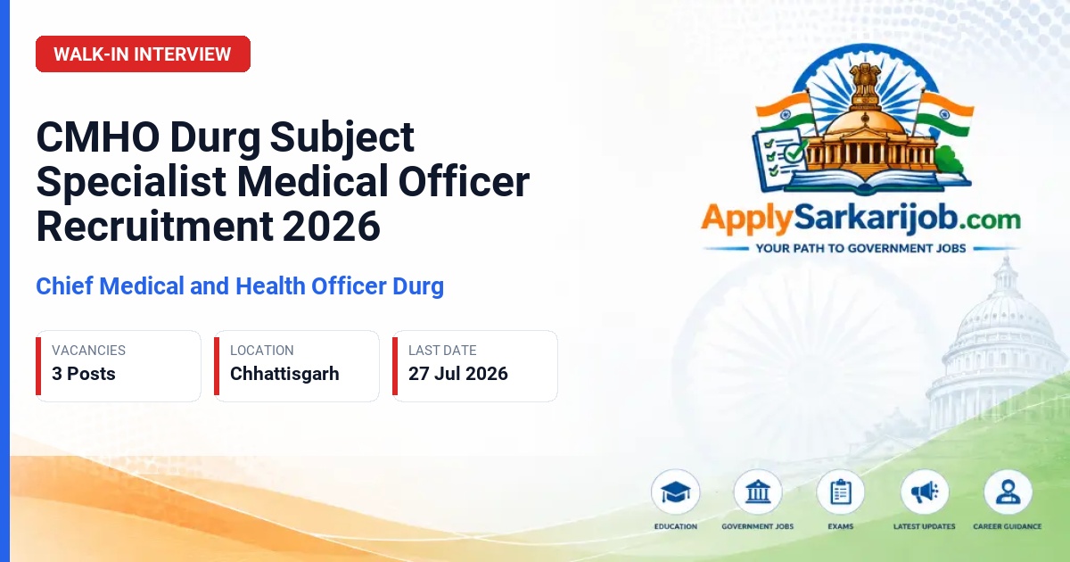Swami Atmanand Utkrisht English Medium School Management Committee, District-Durg - Subject Specialist Medical Officer Official Notification Poster & Schedule