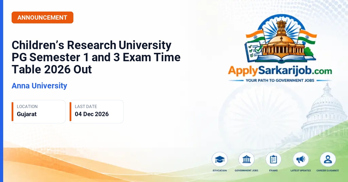 Anna University - P.G. Semester 1 and 3 External Examination Official Notification Poster & Schedule