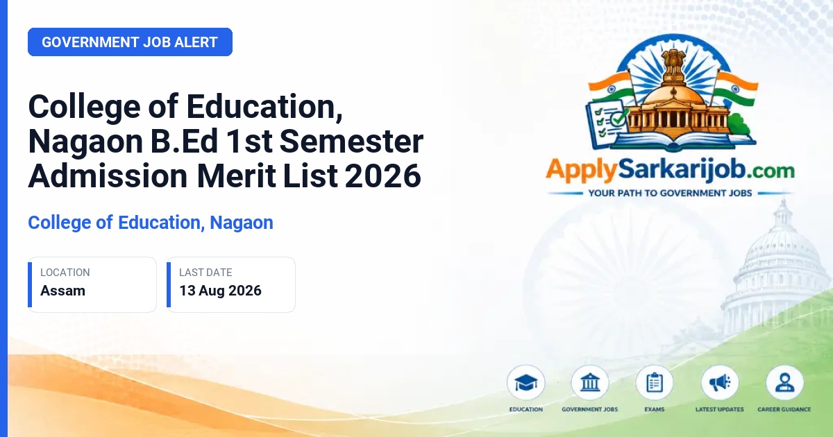 College of Education, Nagaon - B.Ed 1st Semester Official Notification Poster & Schedule