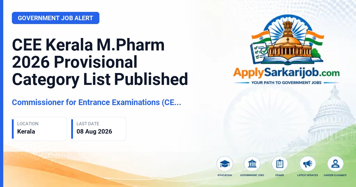 Commissioner for Entrance Examinations (CEE), Kerala - M.Pharm Admission 2026 Official Notification Poster & Schedule