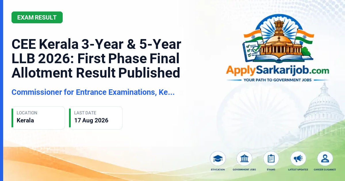 Commissioner for Entrance Examinations (CEE), Kerala - Integrated 5-Year LLB and 3-Year LLB Admissions Official Notification Poster & Schedule
