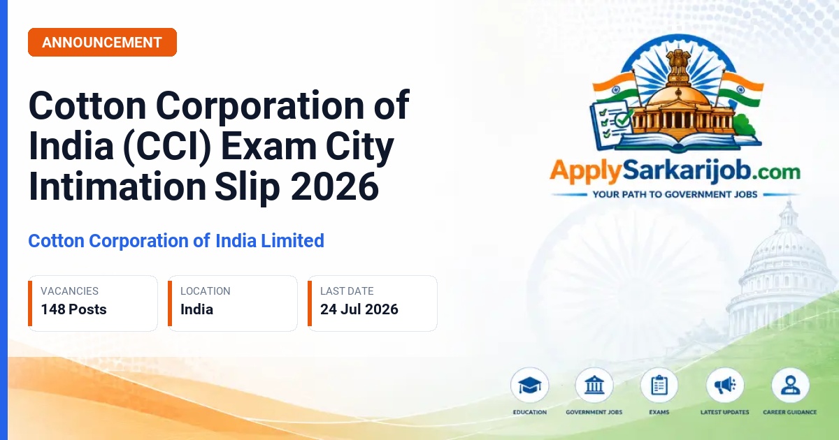 Cotton Corporation of India Limited (CCI) - Assistant Manager, Management Trainee, Junior Commercial Executive, Junior Assistant Official Notification Poster & Schedule
