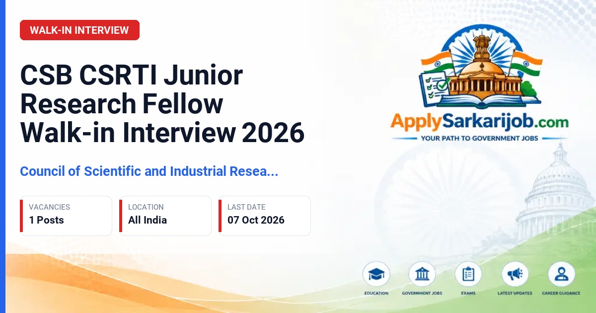 Council of Scientific and Industrial Research (CSIR) - Junior Research Fellow Official Notification Poster & Schedule