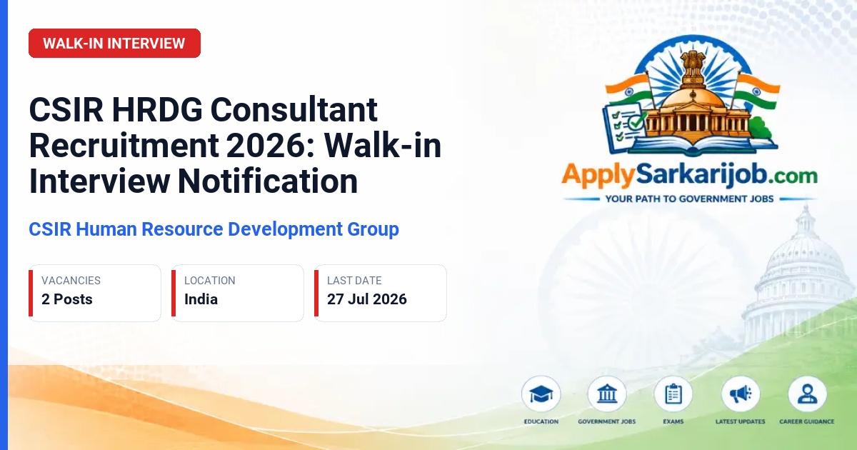 CSIR Human Resource Development Group - Consultant Official Notification Poster & Schedule