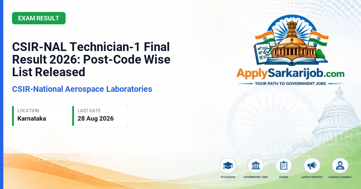 CSIR National Aerospace Laboratories - Technician-1 Official Notification Poster & Schedule
