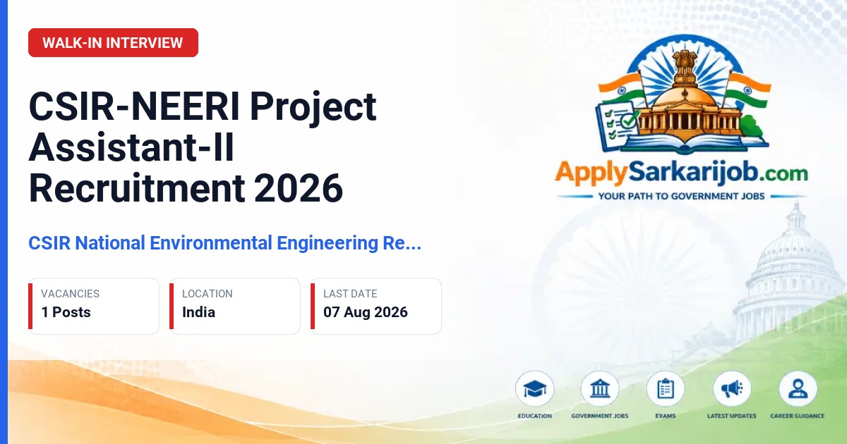 Council of Scientific and Industrial Research (CSIR) - Project Assistant-II Official Notification Poster & Schedule