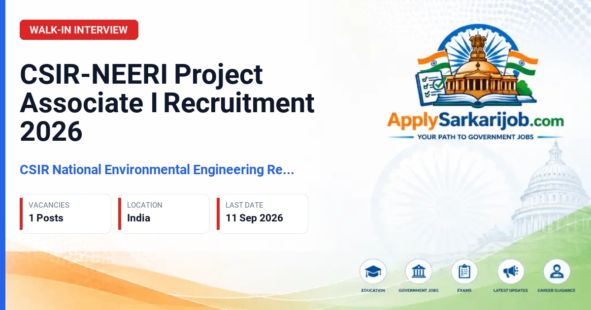 Council of Scientific and Industrial Research (CSIR) - Project Associate I Official Notification Poster & Schedule