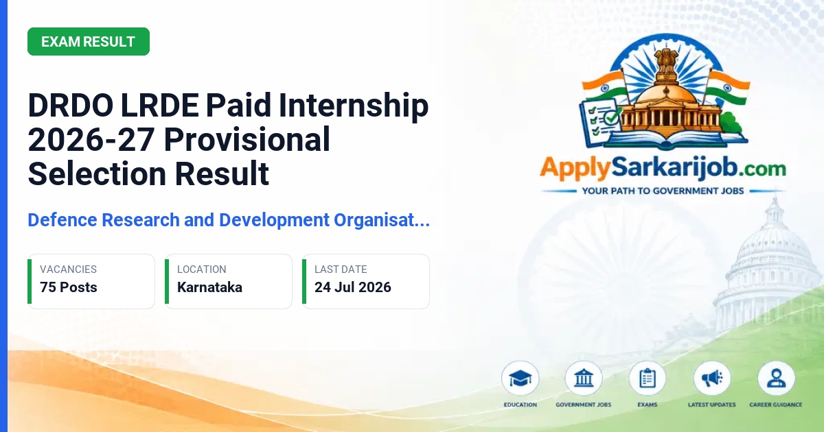 Defence Research and Development Organisation (DRDO) - Paid Internship Official Notification Poster & Schedule