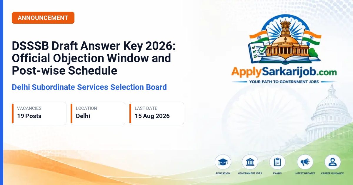 Delhi Subordinate Services Selection Board (DSSSB) - Various Posts (19 Categories) Official Notification Poster & Schedule