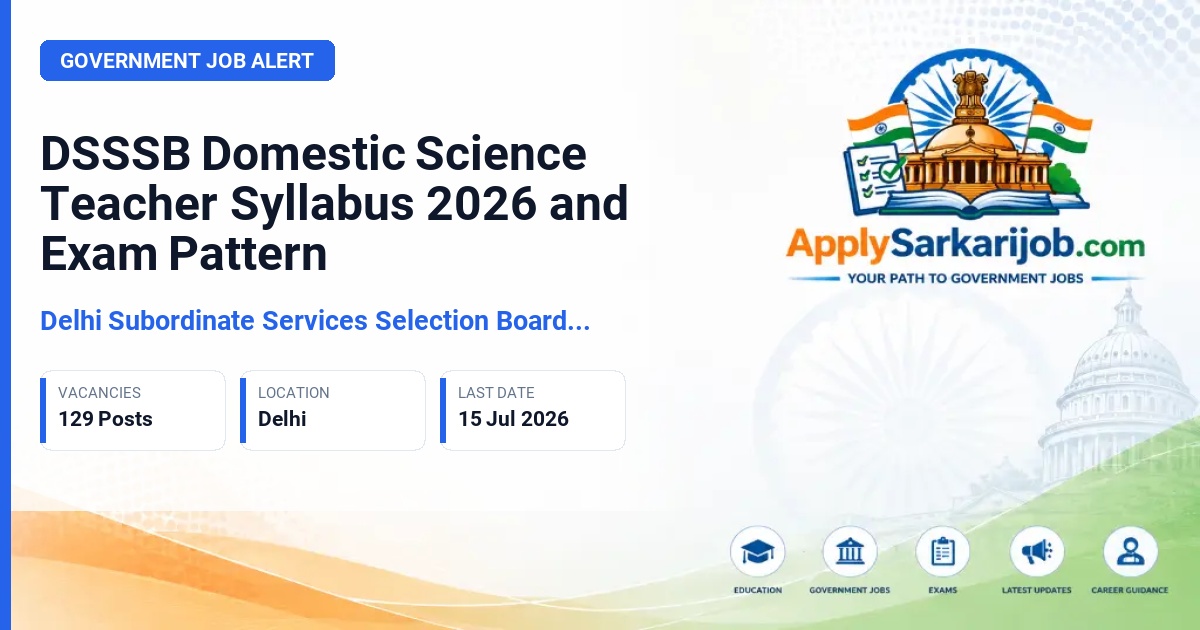 Delhi Subordinate Services Selection Board (DSSSB) - Domestic Science Teacher Official Notification Poster & Schedule
