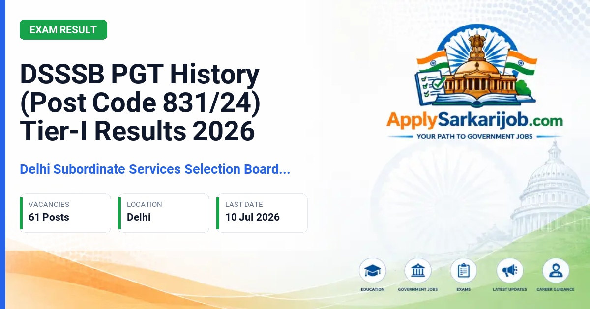 Delhi Subordinate Services Selection Board (DSSSB) - PGT (History) Official Notification Poster & Schedule