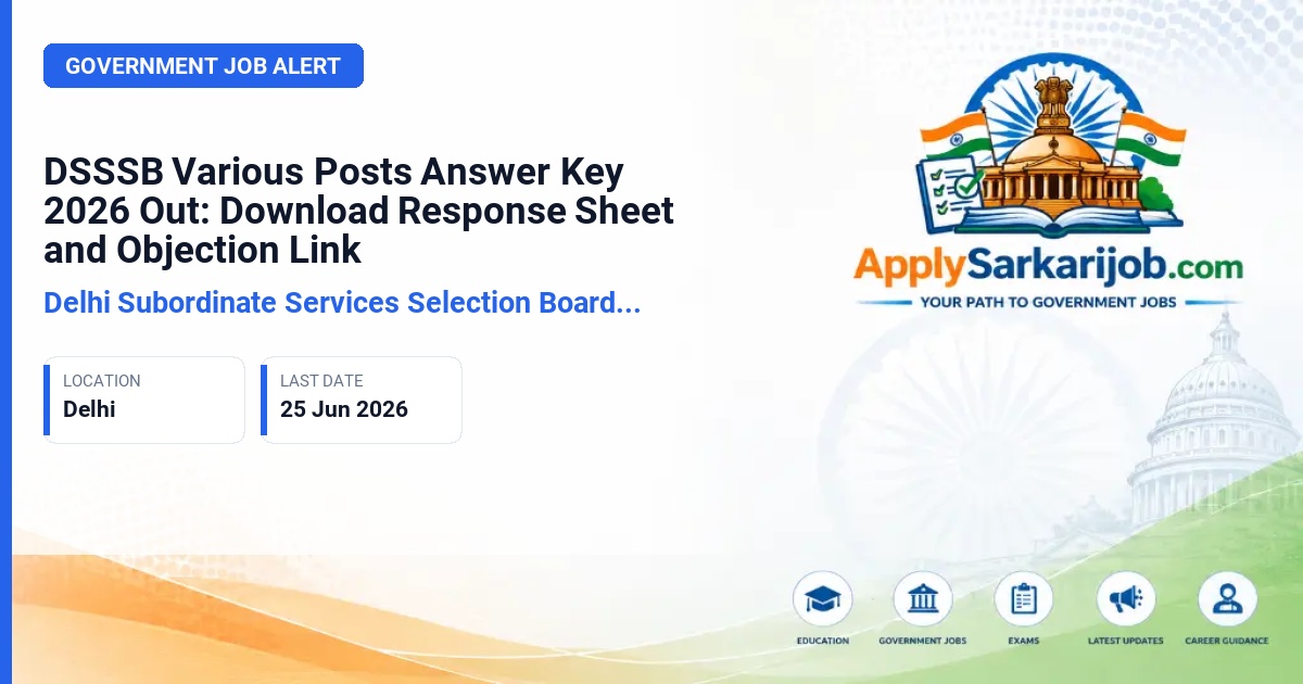 Delhi Subordinate Services Selection Board (DSSSB) - Various Posts Official Notification Poster & Schedule