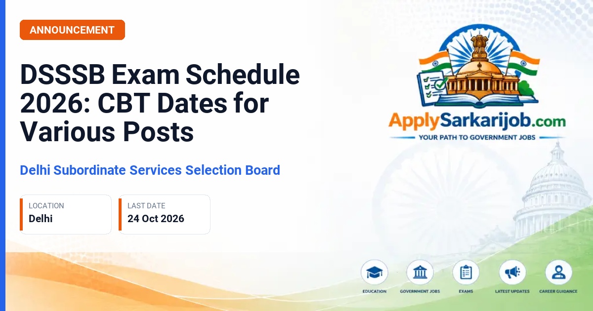 Delhi Subordinate Services Selection Board (DSSSB) - Various Posts Official Notification Poster & Schedule