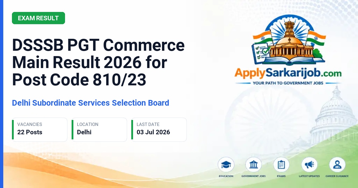 Delhi Subordinate Services Selection Board (DSSSB) - PGT (Commerce) Official Notification Poster & Schedule