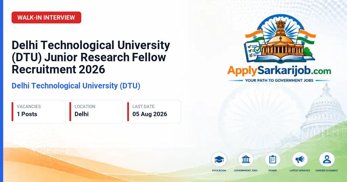 Delhi Technological University - Junior Research Fellow (JRF) Official Notification Poster & Schedule