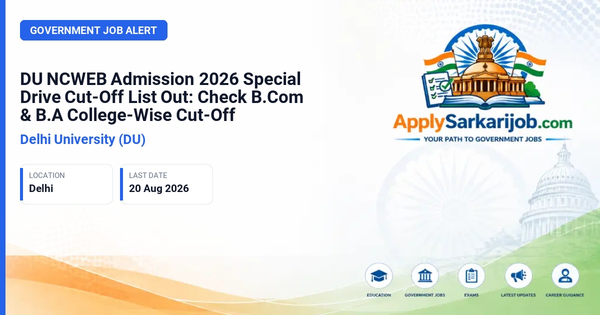 Non-Collegiate Women's Education Board - NCWEB UG Admission (B.A. & B.Com) - Special Drive Official Notification Poster & Schedule