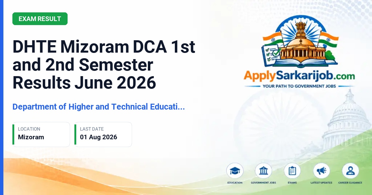 Department of Higher and Technical Education (DHTE), Mizoram - Diploma in Computer Application (DCA) Official Notification Poster & Schedule