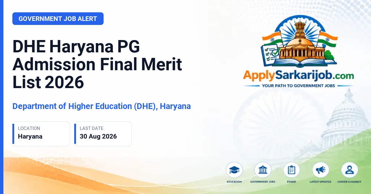 Department of Higher Education, Haryana (DGHE) - DHE Haryana PG Admission Final Merit List 2026 Official Notification Poster & Schedule
