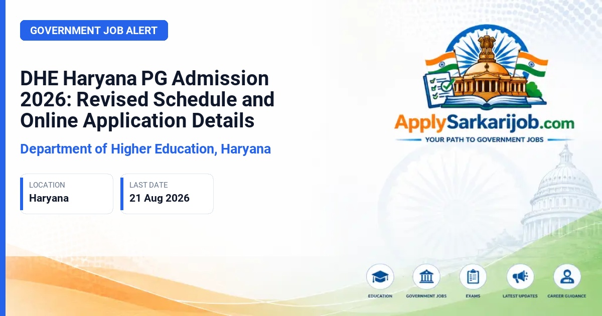 Directorate of Higher Education (DHE), Haryana - Postgraduate (PG) Admission 2026-27 Official Notification Poster & Schedule