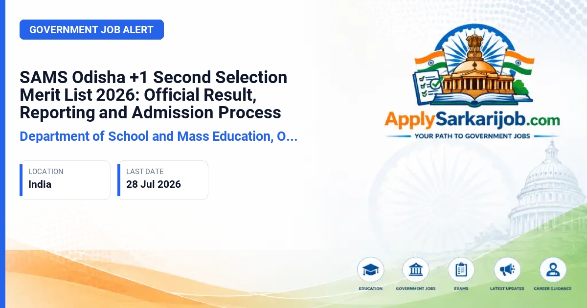 Department of Higher Education, Government of Odisha - Class 11 (+1) Admission Official Notification Poster & Schedule