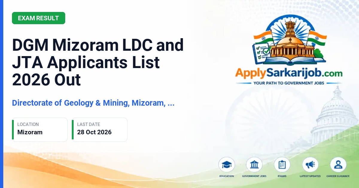 Directorate of Geology & Mining, Mizoram, Aizawl - LDC and Junior Technical Assistant Applicants List Official Notification Poster & Schedule