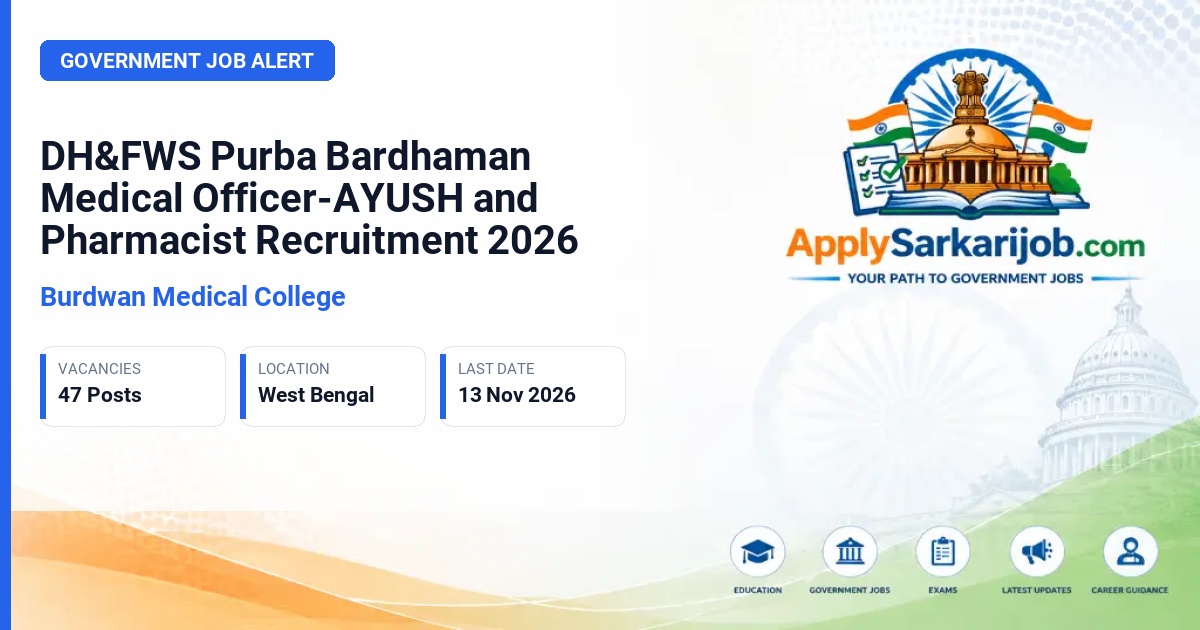 Burdwan Medical College - Medical Officer-AYUSH (MHT) and Pharmacist Official Notification Poster & Schedule