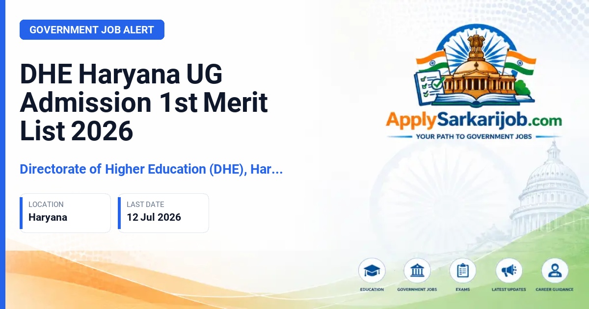 Directorate of Higher Education (DHE), Haryana - DHE Haryana UG Admission 1st Merit List 2026 Official Notification Poster & Schedule