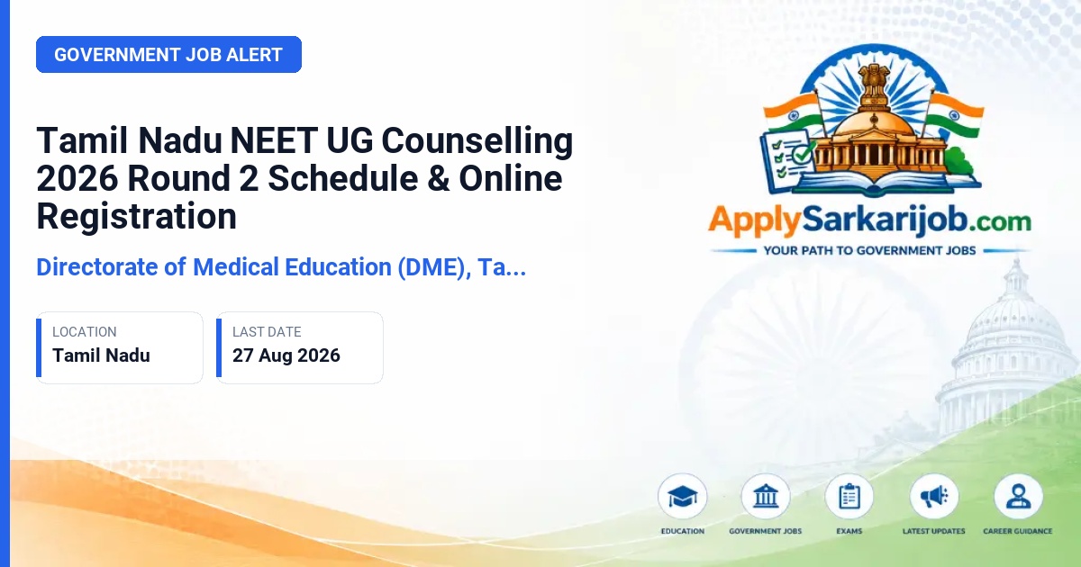 Institute of Mental Health Kilpauk - NEET UG Counselling 2026 (MBBS/BDS & Allied Courses) Official Notification Poster & Schedule