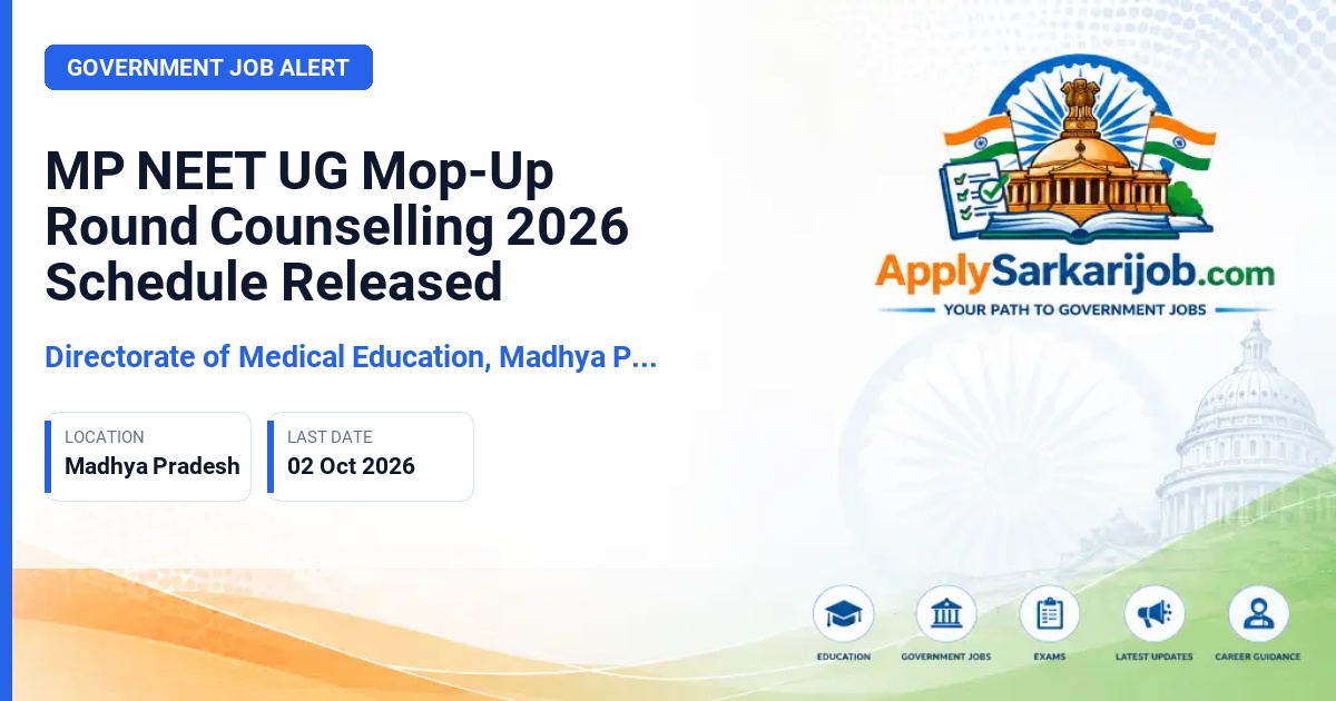 Directorate of Medical Education, Madhya Pradesh - NEET UG Mop-Up Round (Round 3) Counselling 2026 Official Notification Poster & Schedule