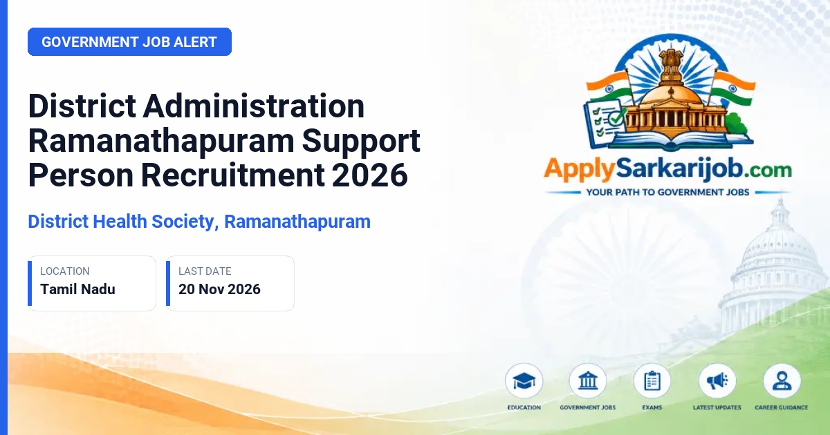District Health Society, Ramanathapuram - Support Person Official Notification Poster & Schedule