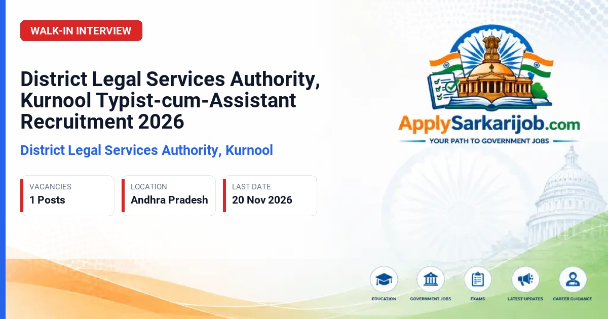 District Legal Services Authority, Kurnool - Typist-cum-Assistant Official Notification Poster & Schedule
