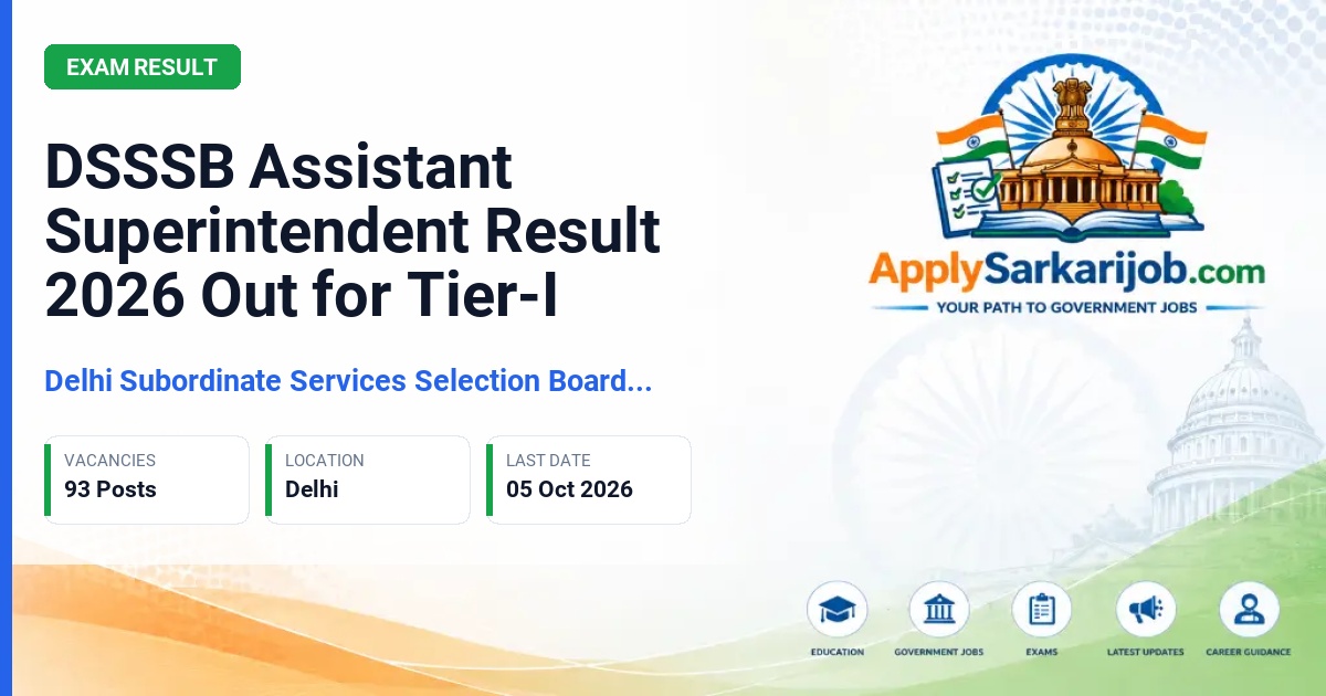 Delhi Subordinate Services Selection Board (DSSSB) - Assistant Superintendent Official Notification Poster & Schedule