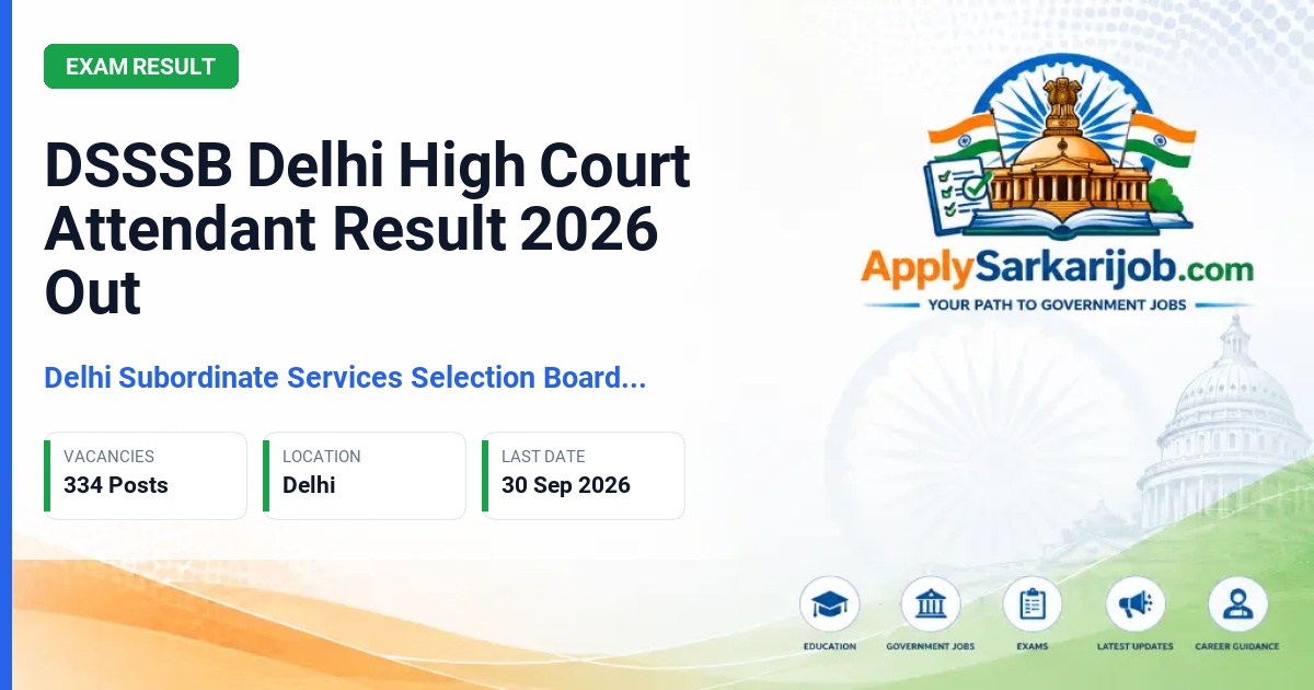 Delhi Subordinate Services Selection Board (DSSSB) - Court Attendant, Room Attendant, Security Attendant Official Notification Poster & Schedule
