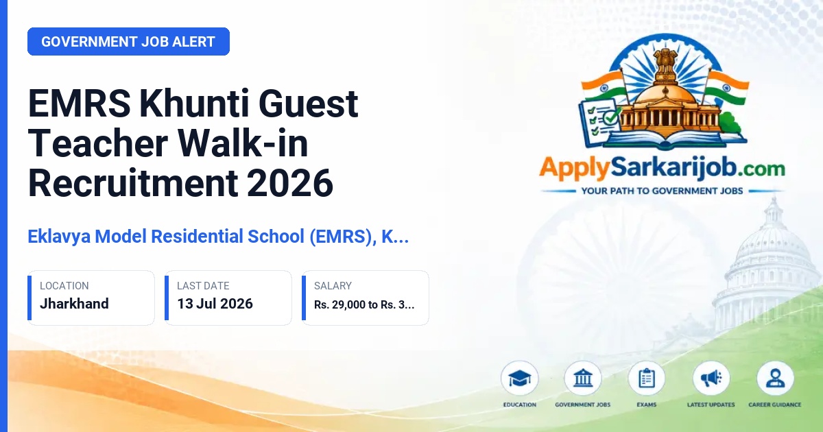 Eklavya Model Residential School (EMRS), Khunti - Guest Teacher (PGT/TGT) Official Notification Poster & Schedule
