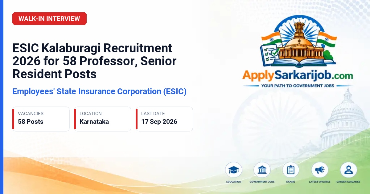 Employees' State Insurance Corporation (ESIC) - Teaching Faculty & Senior Resident Official Notification Poster & Schedule
