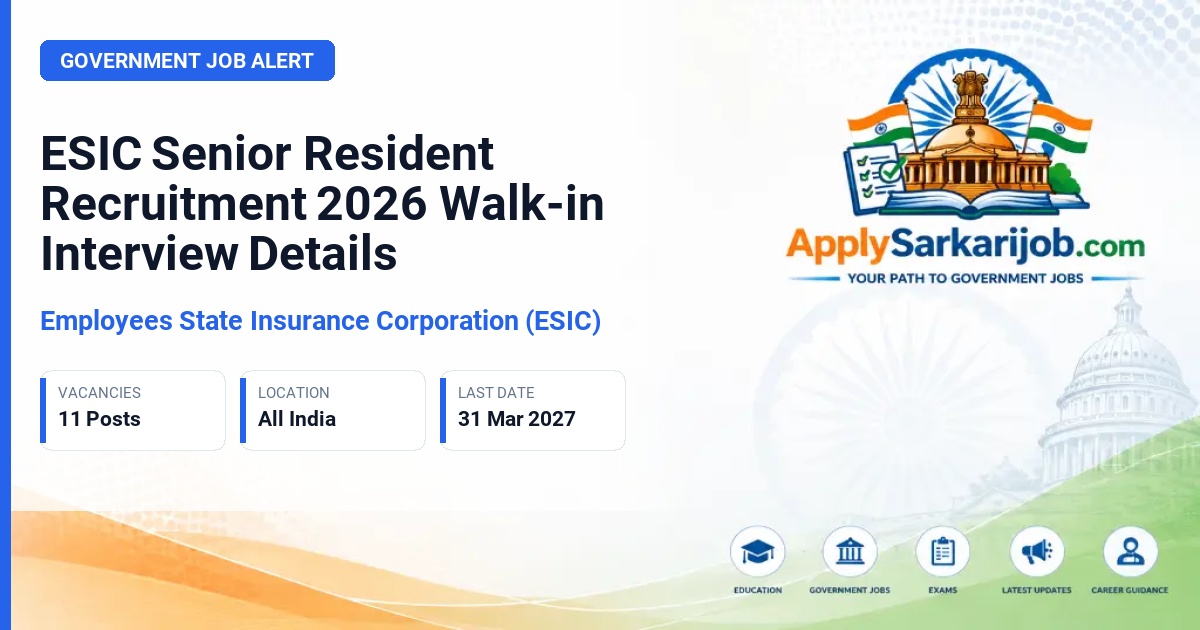 Employees' State Insurance Corporation (ESIC) - Senior Resident Official Notification Poster & Schedule