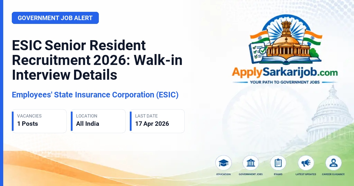 Employees' State Insurance Corporation (ESIC) - Senior Resident Official Notification Poster & Schedule