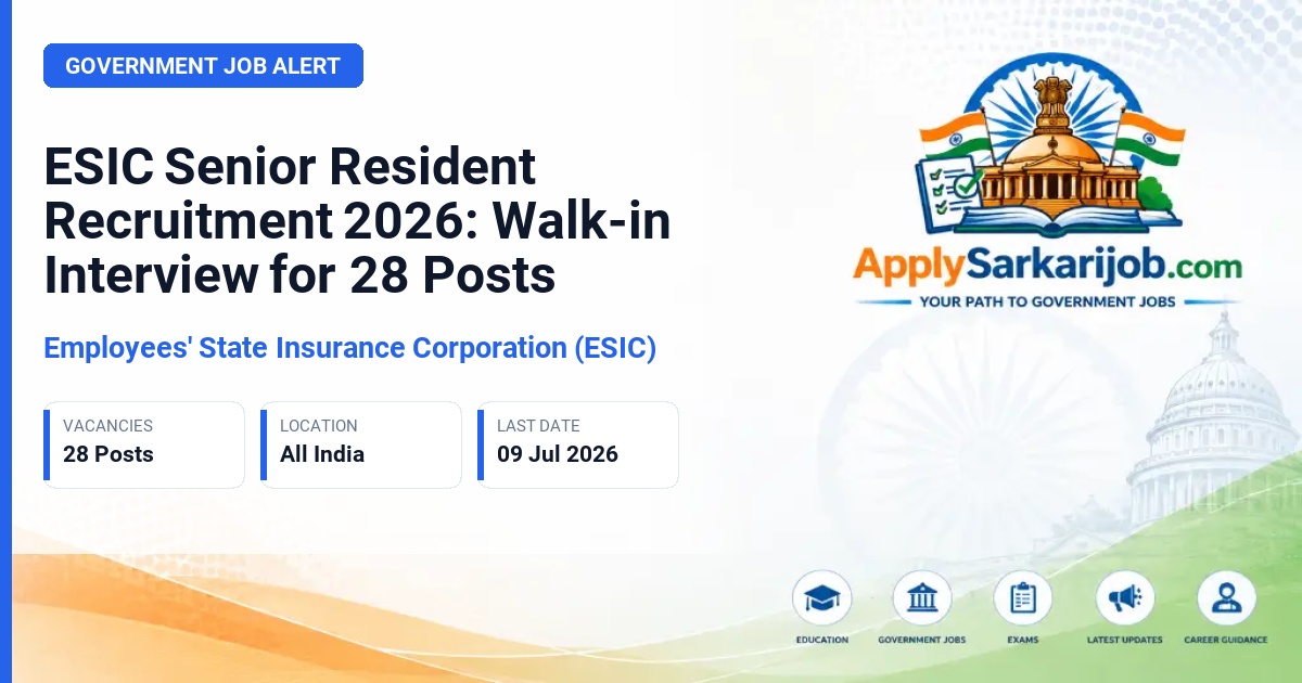 Employees' State Insurance Corporation (ESIC) - Senior Resident Official Notification Poster & Schedule