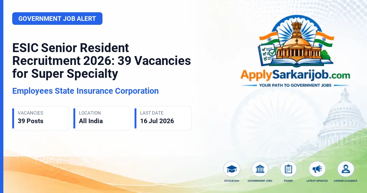 Employees' State Insurance Corporation (ESIC) - Senior Resident Official Notification Poster & Schedule