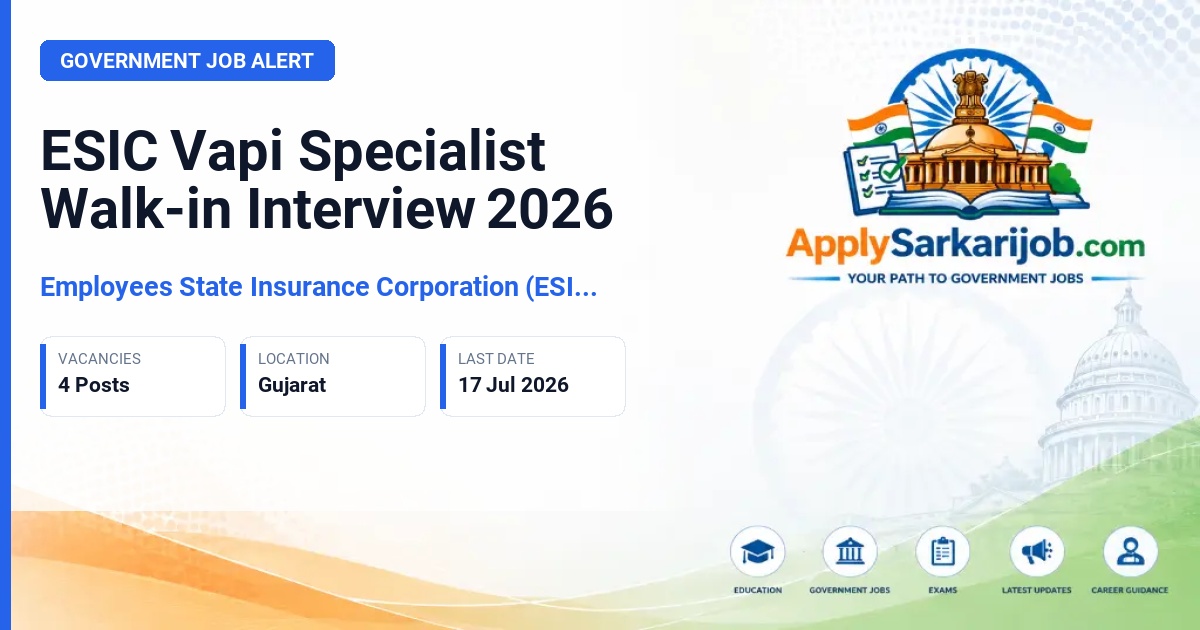 Employees' State Insurance Corporation (ESIC) - Contractual Specialist Official Notification Poster & Schedule