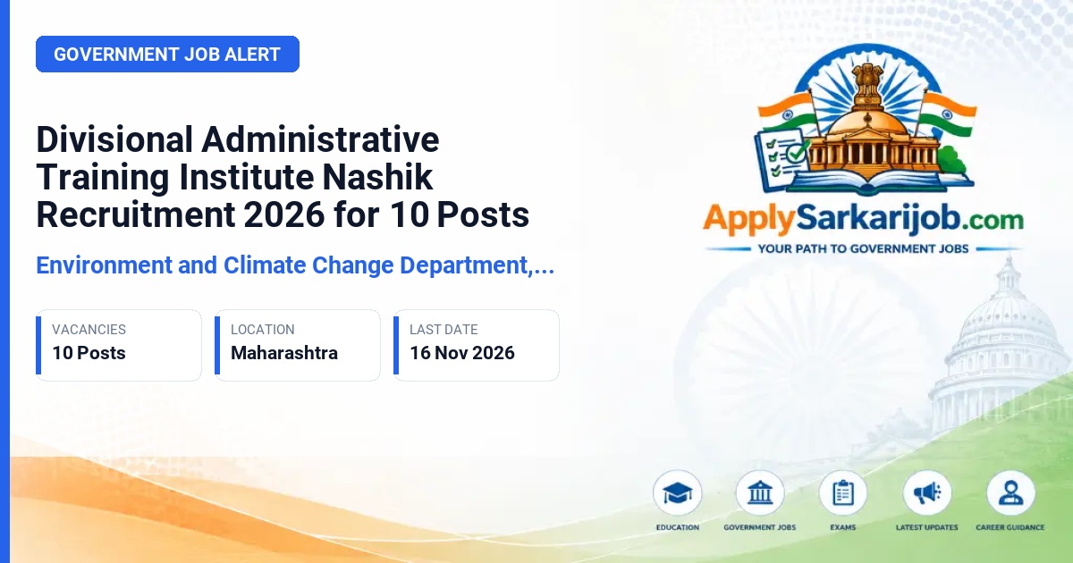 Environment and Climate Change Department, Government of Maharashtra, Mumbai - Registrar and Assistant Professor, Assistant Professor, Librarian Official Notification Poster & Schedule