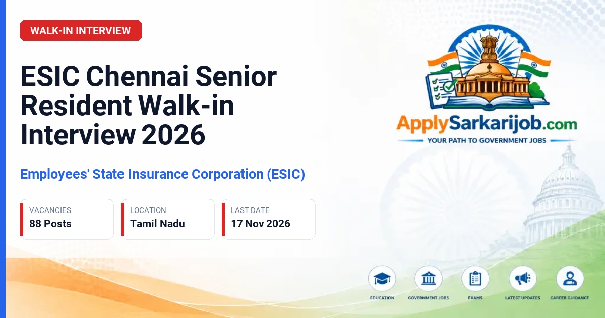 Employees' State Insurance Corporation (ESIC) - Senior Resident Official Notification Poster & Schedule